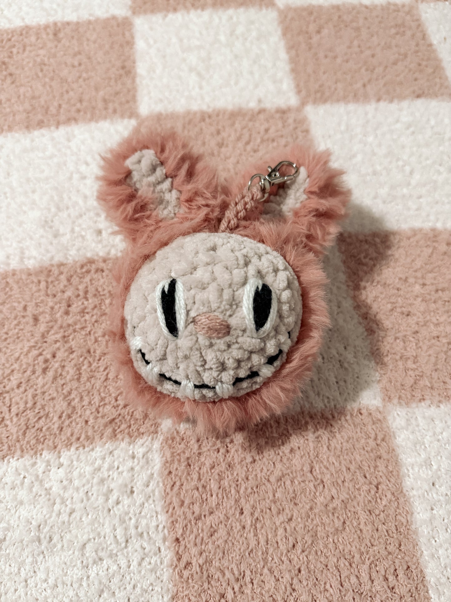 Blush Pink Monster Keychain - Crochet Keychain