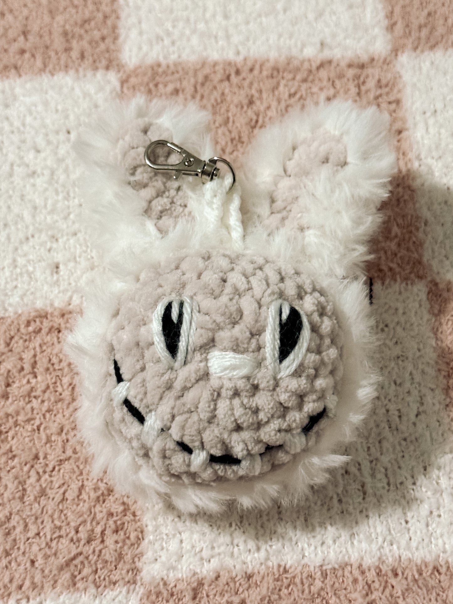 White Monster Keychain - Crochet Keychain