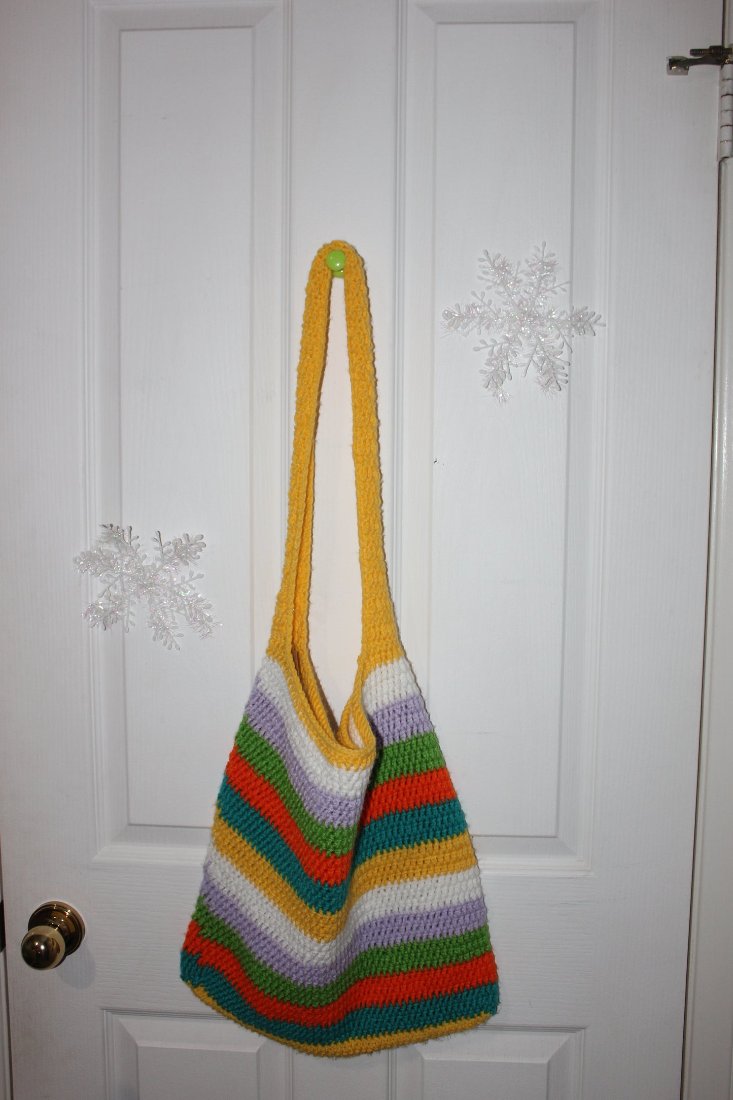 Stripe Crochet Tote Bag