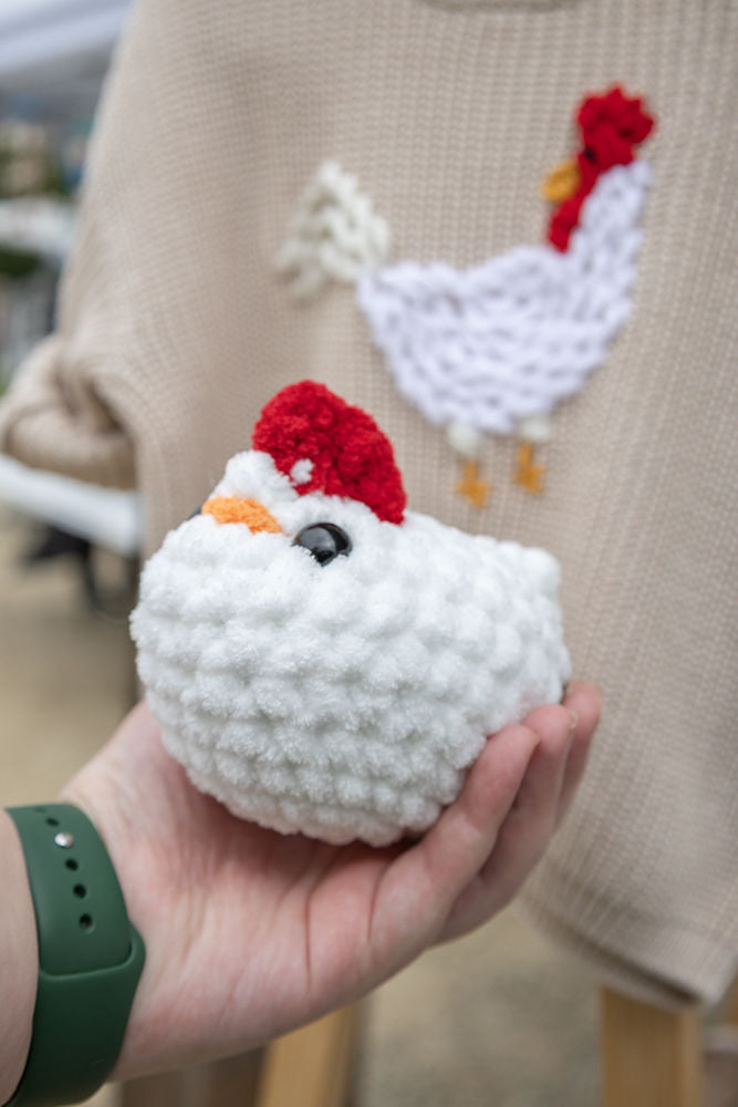 Charlie the Chicken (White) - Crochet Plushie