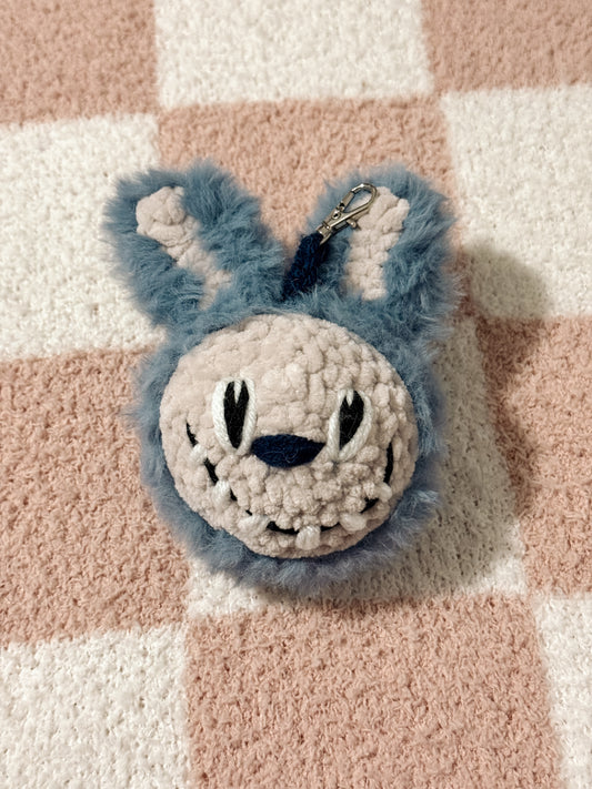 Denim Blue Monster Keychain - Crochet Keychain