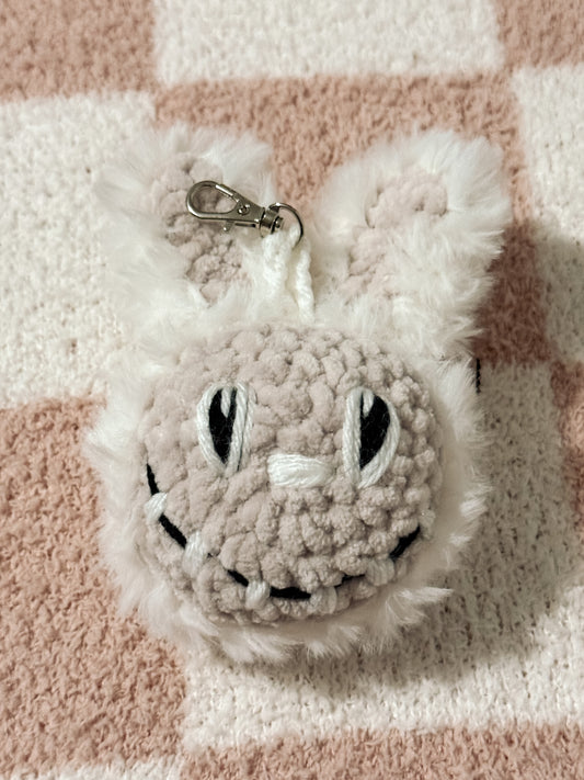 White Monster Keychain - Crochet Keychain