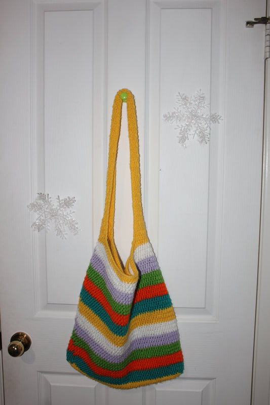 Stripe Crochet Tote Bag