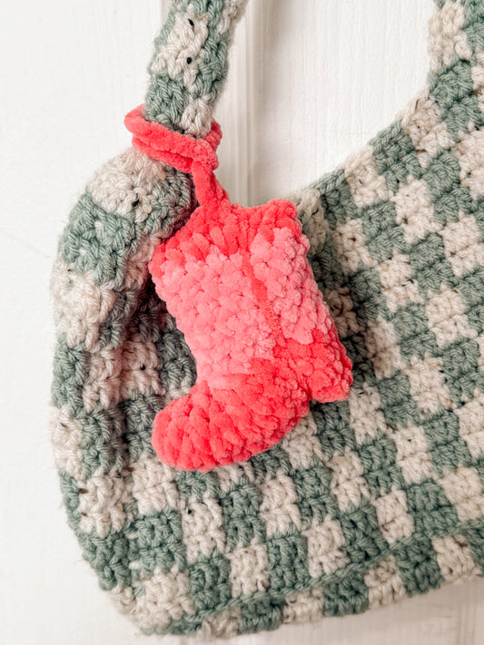 Pretty in Pink: Cowgirl Boot Bag Charm - Crochet Plushie Bag Charm