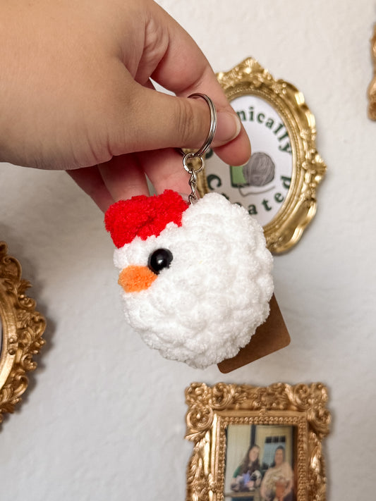 Charlie the Chicken Keychain (White) - Crochet Keychain