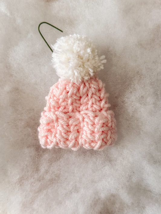 Crochet Beanie Ornament - Pink