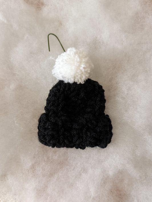 Crochet Beanie Ornament - Black
