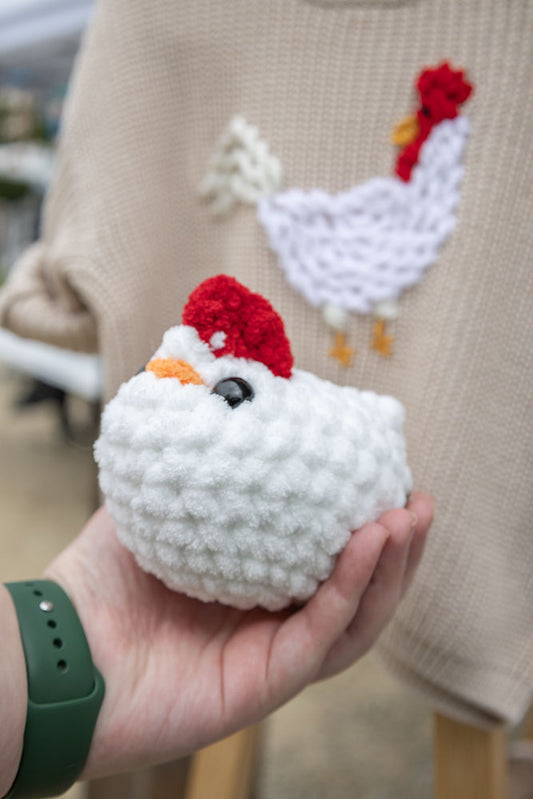 Charlie the Chicken (White) - Crochet Plushie