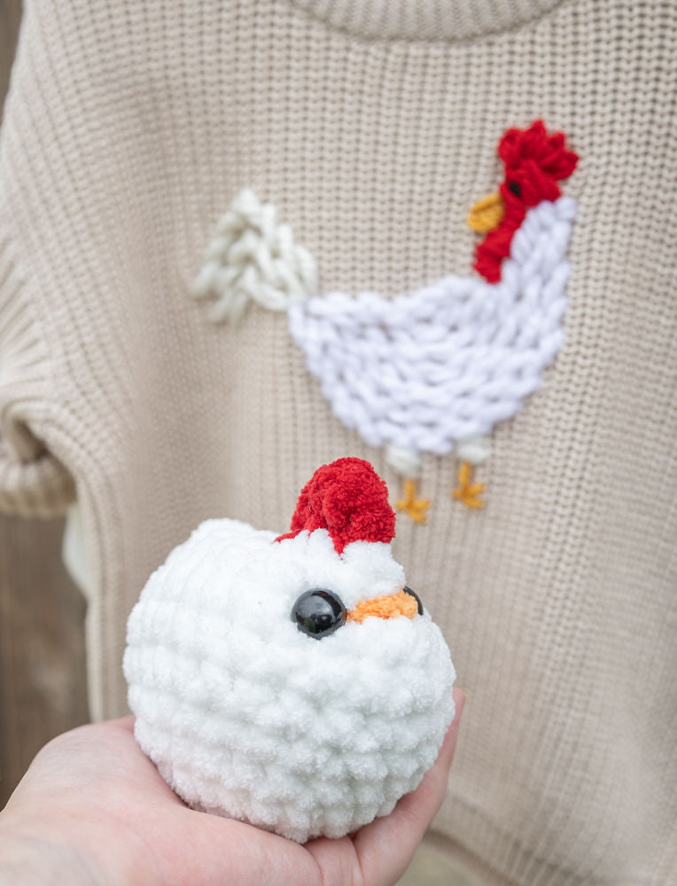 Charlie the Chicken (White) - Crochet Plushie